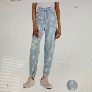 Tinseltown ripped ting tans print light wash jeans